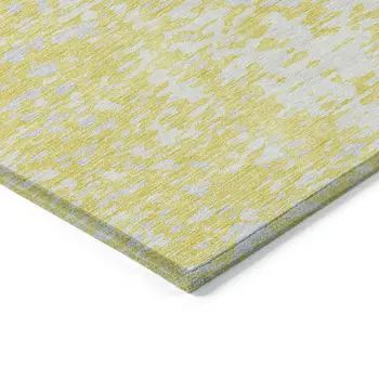 8' X 10' Yellow And Ivory Abstract Washable Indoor Outdoor Area Rug