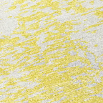 8' X 10' Yellow And Ivory Abstract Washable Indoor Outdoor Area Rug