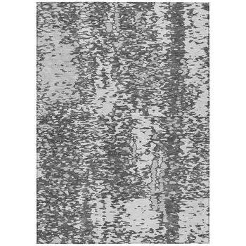 5' X 8' Charcoal And Silver Abstract Washable Indoor Outdoor Area Rug
