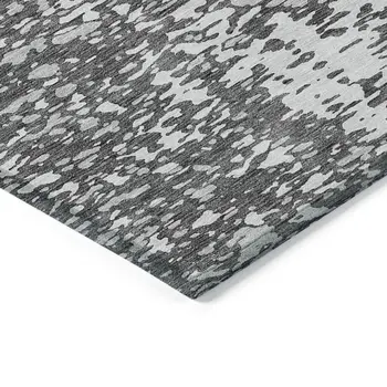 5' X 8' Charcoal And Silver Abstract Washable Indoor Outdoor Area Rug