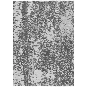 10' X 14' Charcoal And Silver Abstract Washable Indoor Outdoor Area Rug