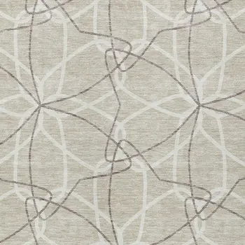 3' X 5' Beige And Ivory Geometric Washable Indoor Outdoor Area Rug