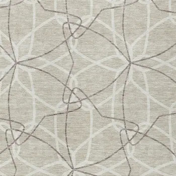 8' X 10' Beige And Ivory Geometric Washable Indoor Outdoor Area Rug