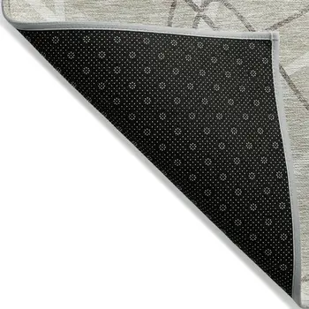 9' X 12' Beige And Ivory Geometric Washable Indoor Outdoor Area Rug