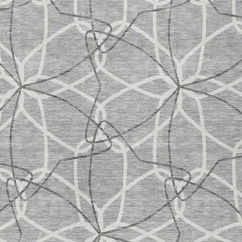 5' X 8' Gray And Ivory Geometric Washable Indoor Outdoor Area Rug