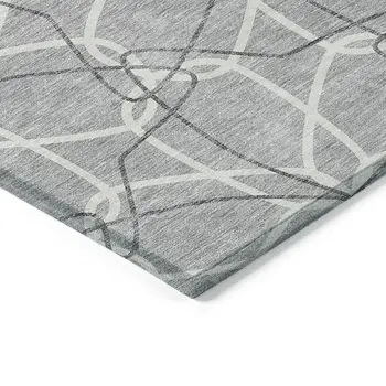 10' X 14' Gray And Ivory Geometric Washable Indoor Outdoor Area Rug