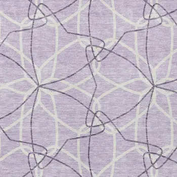 5' X 8' Lavender And Ivory Geometric Washable Indoor Outdoor Area Rug