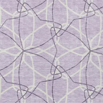 8' X 10' Lavender And Ivory Geometric Washable Indoor Outdoor Area Rug
