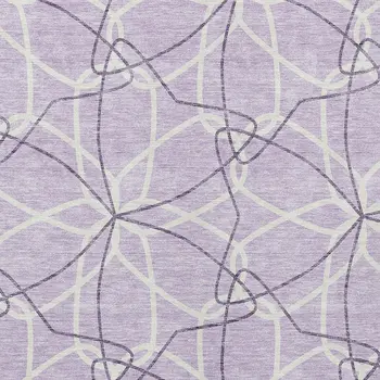 10' X 14' Lavender And Ivory Geometric Washable Indoor Outdoor Area Rug