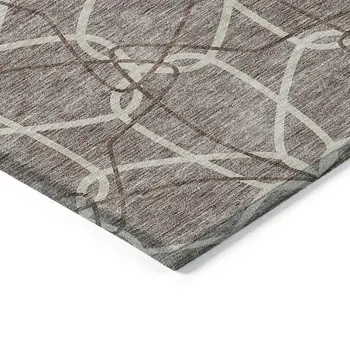 3' X 5' Taupe And Ivory Geometric Washable Indoor Outdoor Area Rug
