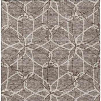 5' X 8' Taupe And Ivory Geometric Washable Indoor Outdoor Area Rug