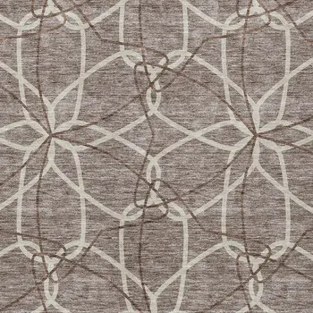 5' X 8' Taupe And Ivory Geometric Washable Indoor Outdoor Area Rug