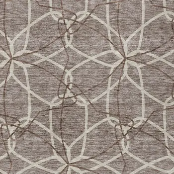 10' X 14' Taupe And Ivory Geometric Washable Indoor Outdoor Area Rug