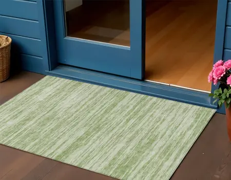 3' X 5' Sage And Ivory Abstract Washable Indoor Outdoor Area Rug