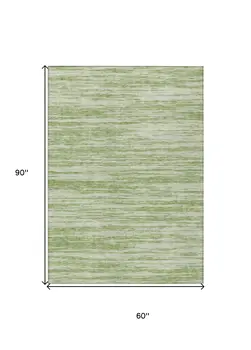 5' X 8' Sage And Ivory Abstract Washable Indoor Outdoor Area Rug