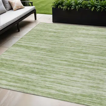 5' X 8' Sage And Ivory Abstract Washable Indoor Outdoor Area Rug