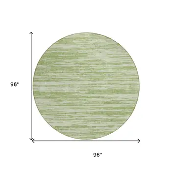8' Sage And Ivory Round Abstract Washable Indoor Outdoor Area Rug