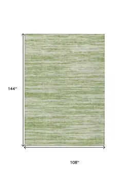 9' X 12' Sage And Ivory Abstract Washable Indoor Outdoor Area Rug