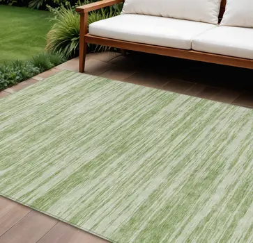 9' X 12' Sage And Ivory Abstract Washable Indoor Outdoor Area Rug