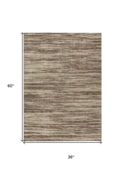 3' X 5' Brown And Beige Abstract Washable Indoor Outdoor Area Rug
