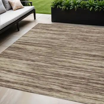 5' X 8' Brown And Beige Abstract Washable Indoor Outdoor Area Rug