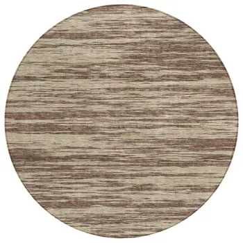 8' Brown And Beige Round Abstract Washable Indoor Outdoor Area Rug
