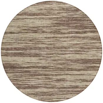 8' Brown And Beige Round Abstract Washable Indoor Outdoor Area Rug