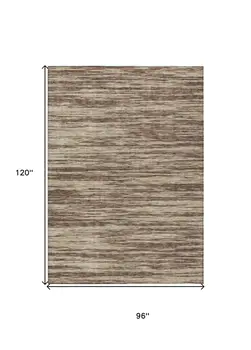 8' X 10' Brown And Beige Abstract Washable Indoor Outdoor Area Rug