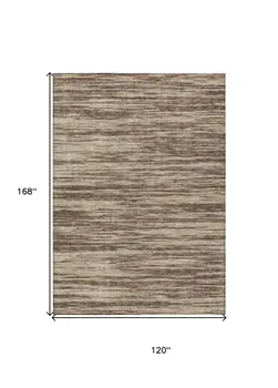 10' X 14' Brown And Beige Abstract Washable Indoor Outdoor Area Rug