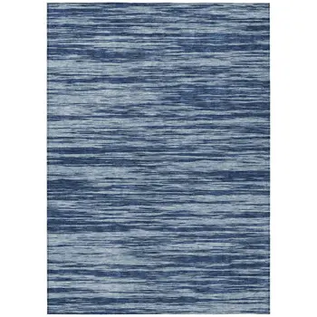 5' X 8' Blue And Navy Blue Abstract Washable Indoor Outdoor Area Rug