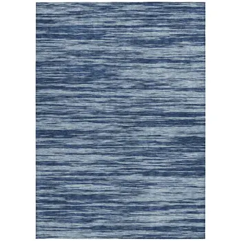 10' X 14' Blue And Navy Blue Abstract Washable Indoor Outdoor Area Rug