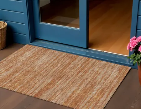 3' X 5' Copper And Rust Abstract Washable Indoor Outdoor Area Rug