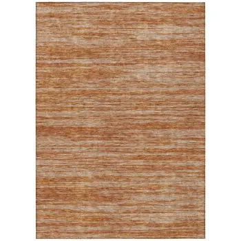 5' X 8' Copper And Rust Abstract Washable Indoor Outdoor Area Rug
