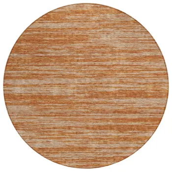 8' Copper And Rust Round Abstract Washable Indoor Outdoor Area Rug