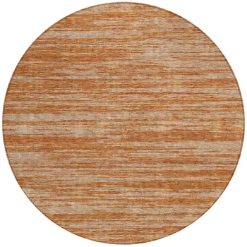 8' Copper And Rust Round Abstract Washable Indoor Outdoor Area Rug