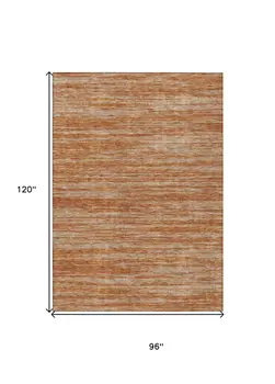 8' X 10' Copper And Rust Abstract Washable Indoor Outdoor Area Rug