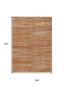 9' X 12' Copper And Rust Abstract Washable Indoor Outdoor Area Rug