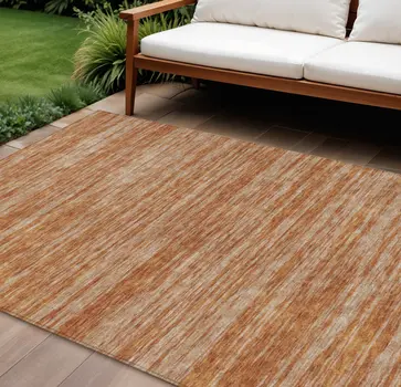 9' X 12' Copper And Rust Abstract Washable Indoor Outdoor Area Rug