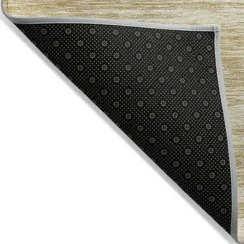 9' X 12' Gold And Ivory Abstract Washable Indoor Outdoor Area Rug