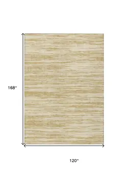 10' X 14' Gold And Ivory Abstract Washable Indoor Outdoor Area Rug