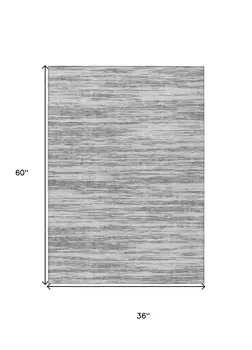 3' X 5' Gray And Ivory Abstract Washable Indoor Outdoor Area Rug