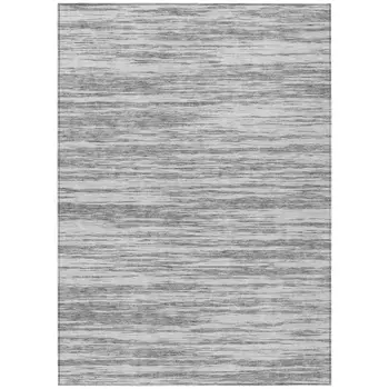 3' X 5' Gray And Ivory Abstract Washable Indoor Outdoor Area Rug