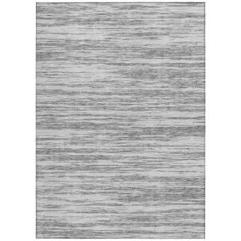 5' X 8' Gray And Ivory Abstract Washable Indoor Outdoor Area Rug