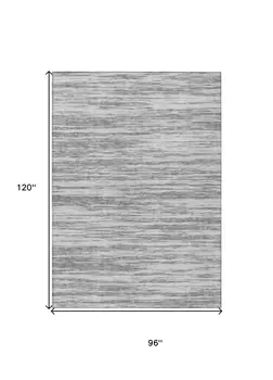 8' X 10' Gray And Ivory Abstract Washable Indoor Outdoor Area Rug