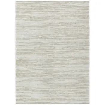 3' X 5' Ivory And Beige Abstract Washable Indoor Outdoor Area Rug