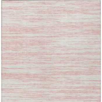 3' X 5' Pink And Ivory Abstract Washable Indoor Outdoor Area Rug