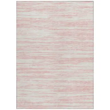 5' X 8' Pink And Ivory Abstract Washable Indoor Outdoor Area Rug