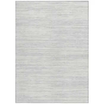 3' X 5' Silver And Ivory Abstract Washable Indoor Outdoor Area Rug