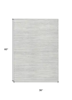 3' X 5' Silver And Ivory Abstract Washable Indoor Outdoor Area Rug