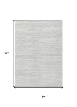 5' X 8' Silver And Ivory Abstract Washable Indoor Outdoor Area Rug